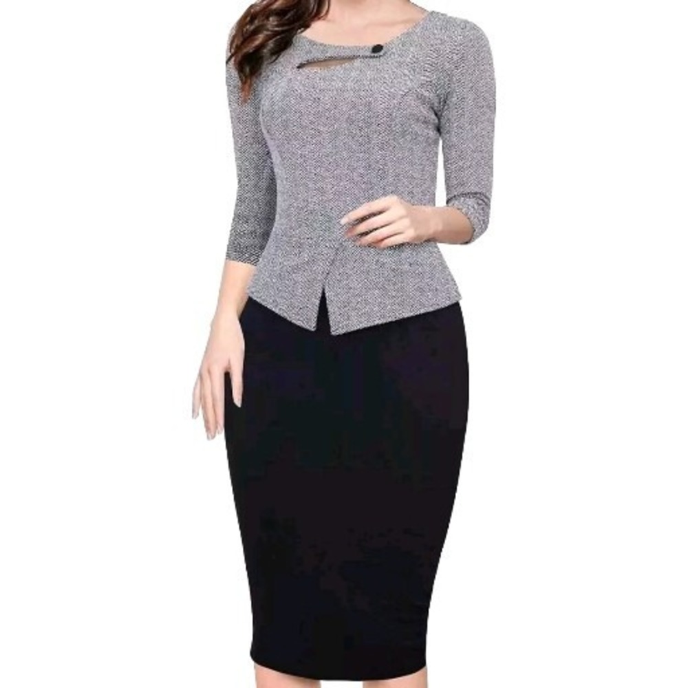 NWT Homeyee Womens Bodycon Dress Size 4 Small Knit Elegant‎ Work Office Chic New